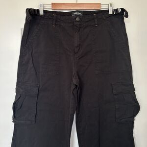 Sanctuary ReIssue Cargo Wide Leg Pants Womens Sz XL Black Anthropologie Utility